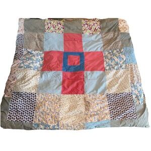 Vintage Handmade Patchwork Duvet Feather Comforter Blanket Cottage Hawaiian